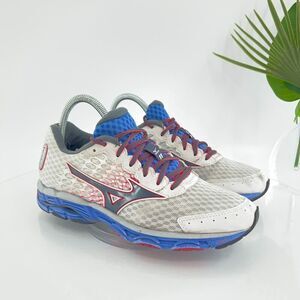 Mizuno Wave Inspire 11 Running Shoes Womens Size 7.5 M White Gray Red Blue